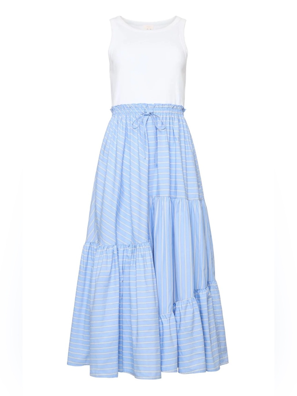 CINQ À SEPT Robyn striped ruffled midi dress Size XS